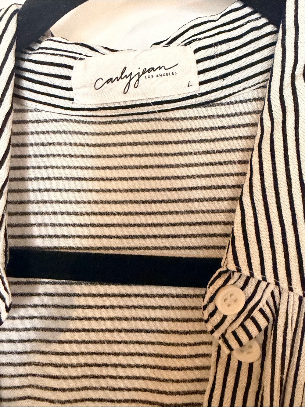 Carly Jean Los Angeles Black & White Striped Button-Up Shirt - Picture 3 of 4